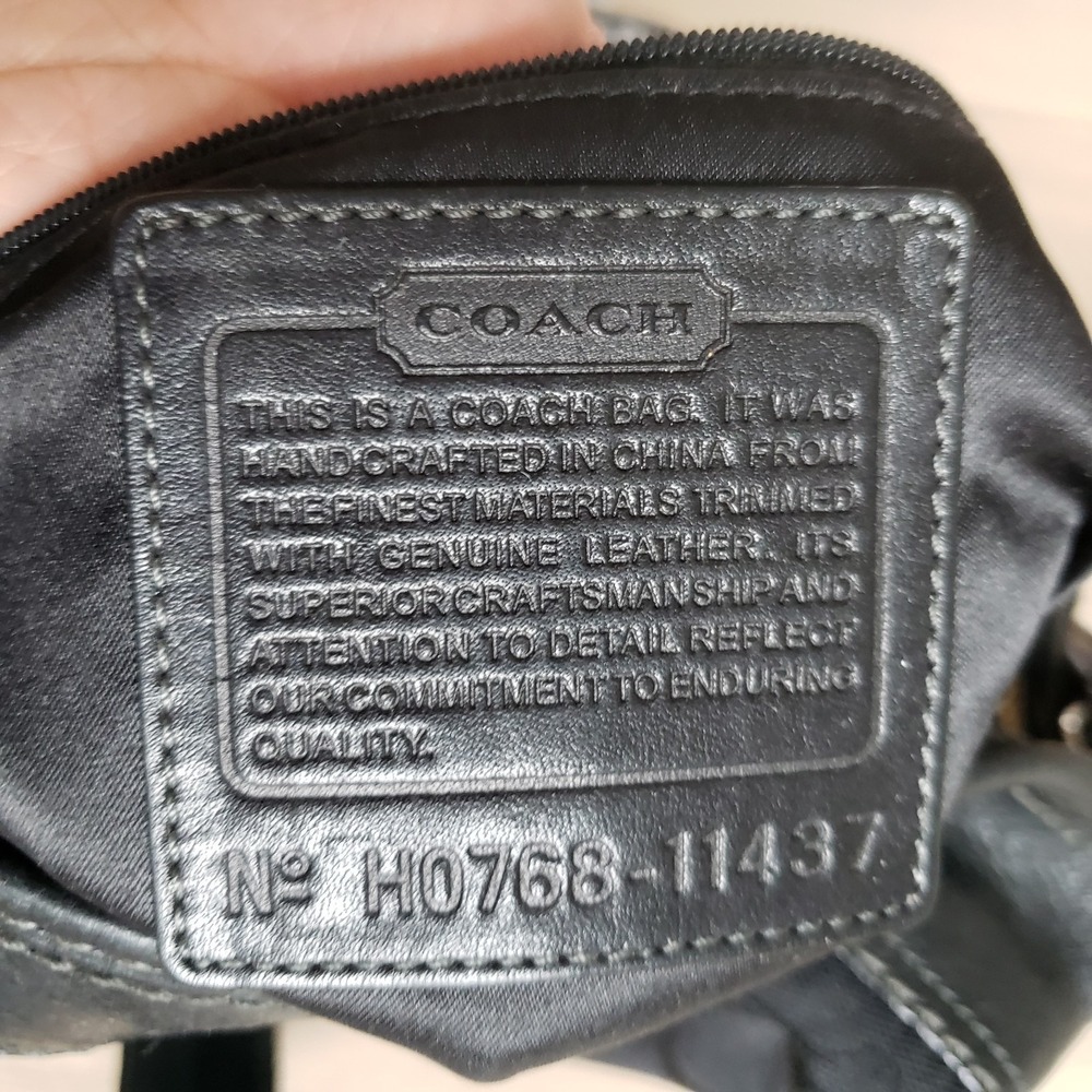 Coach Crossbody Bag Bleeker Black Signature Canvas Leather Trim Bucket Purse - Picture 4 of 14